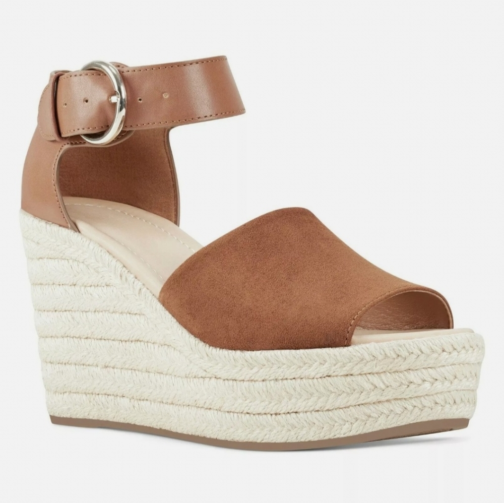 New Nine West Brown Wedge Sandals